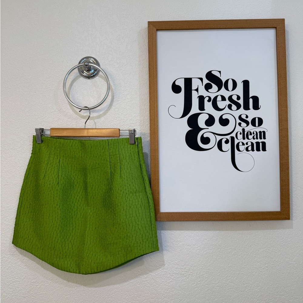 Zara Lime Green Textured Skirt